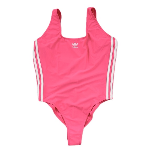 Adidas Adicolor 3-Stripes One-Piece Swimsuit Lucid Pink/White Size 16, NWT - Picture 3 of 16
